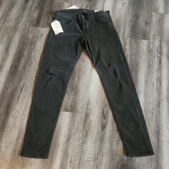 Rag & Bone Black Skinny Jeans with Distressed Knees - Picture 3 of 5